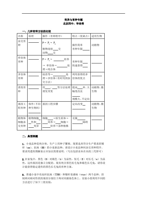 变异与育种专题 专项讲解附例题及答案通用版生物总复习