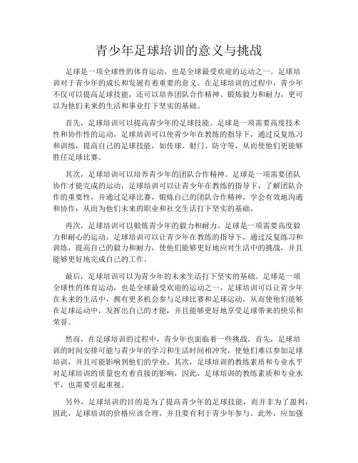 青少年足球培训的意义与挑战