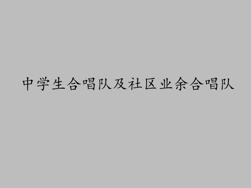 湖南文艺出版社高中音乐选修：歌唱中学生合唱队及社区业余合唱队