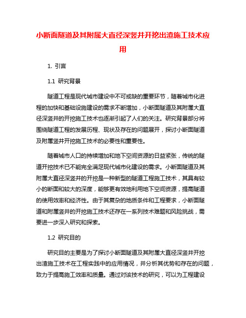 小断面隧道及其附属大直径深竖井开挖出渣施工技术应用