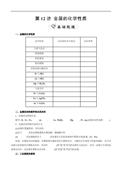 专题12 金属的化学性质(知识讲解)中考化学复习