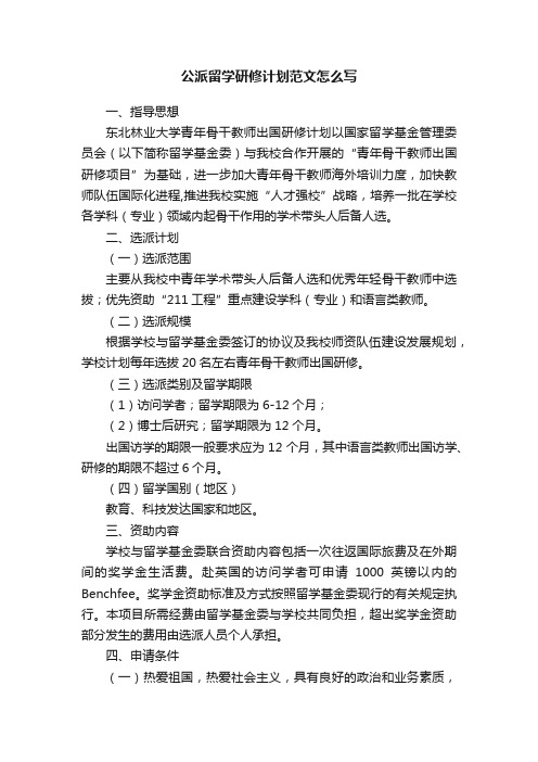 公派留学研修计划范文怎么写