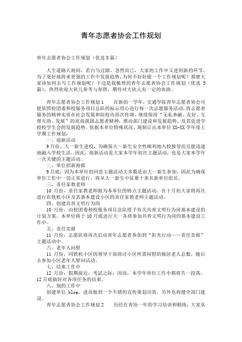 青年志愿者协会工作规划