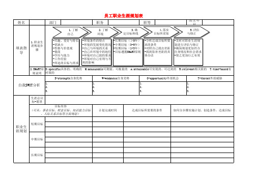 企业人才梯队建设及员工职业规划表