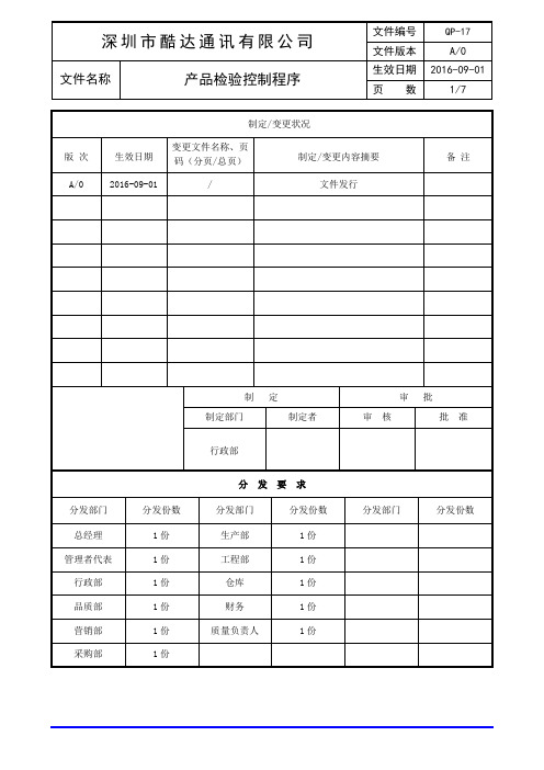 QP-17产品检验控制程序