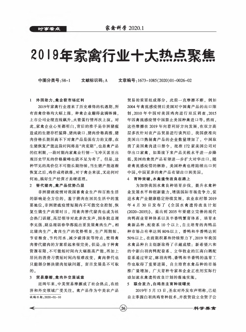 2019年家禽行业十大热点聚焦