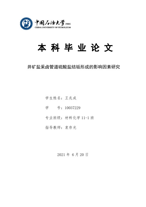 井矿盐釆卤管道硫酸盐结垢形成的影响因素研究