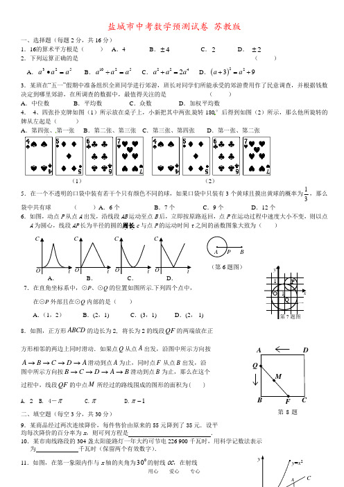 盐城市中考数学预测试卷 苏教版