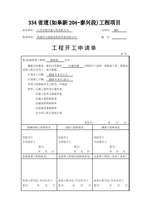 红旗河桥开工报告