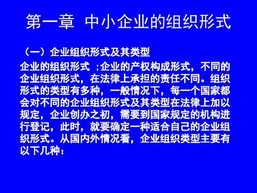 第一章中小企业组织形式