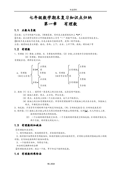 2018新人版七年级(上册)数学期末复习提纲