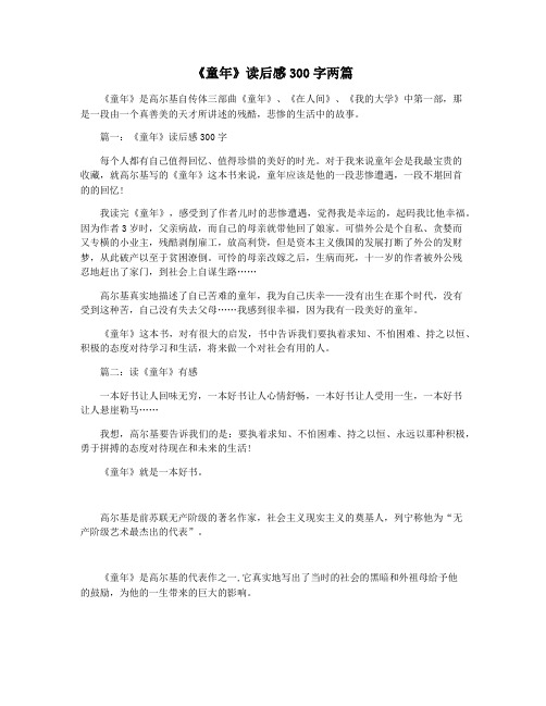 《童年》读后感300字两篇
