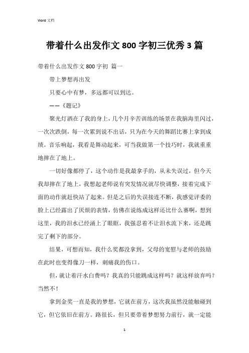 带着什么出发作文800字初三3篇