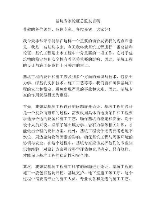 基坑专家论证总监发言稿