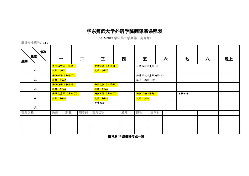 华东师范大学外语学院翻译系课程表