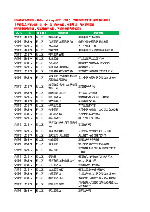 2020新版安徽省淮北市相山区烟酒工商企业公司商家名录名单黄页联系电话号码地址大全588家