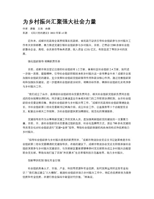 为乡村振兴汇聚强大社会力量