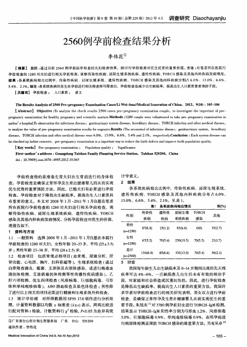 2560例孕前检查结果分析