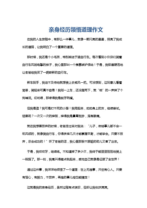 亲身经历领悟道理作文