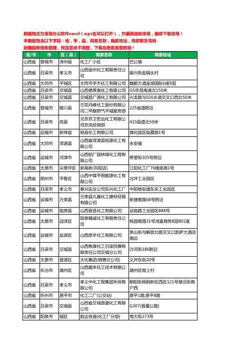 2020新版山西省化工有限公司工商企业公司商家名录名单黄页联系电话号码地址大全638家