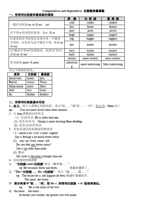 ComparativesandSuperlatives比较级和最高级讲义：人教版英语八年级上册