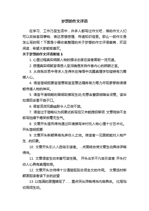 关于梦想的作文评语集锦