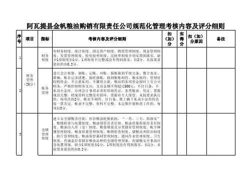 规范化考核内容及评分细则