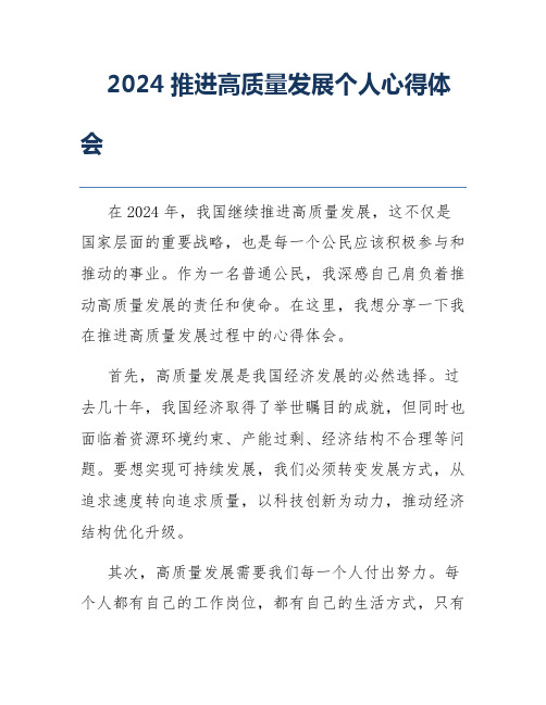 2024推进高质量发展个人心得体会