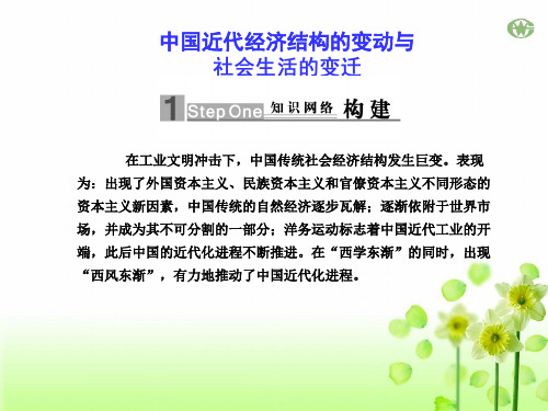 高三历史 中国近代经济结构的变动与社会生活的变迁