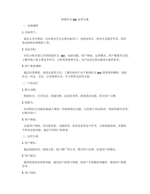 校园社交app运营方案