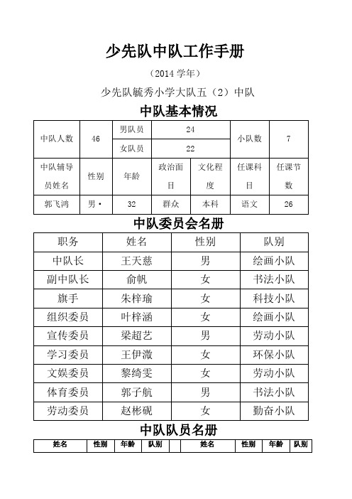 少先队中队工作手册