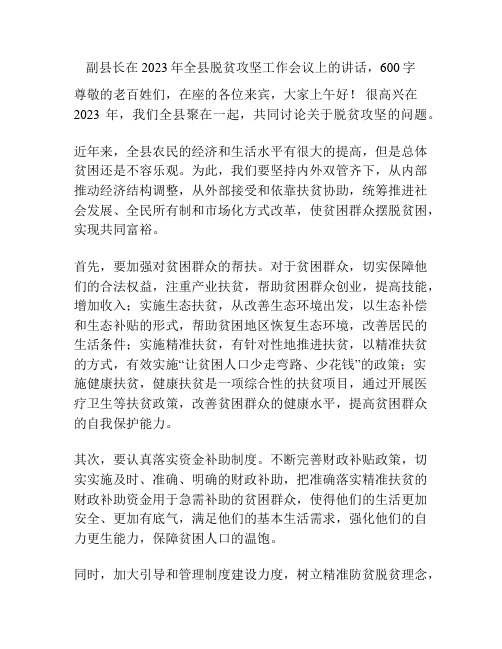 副县长在2023年全县脱贫攻坚工作会议上的讲话
