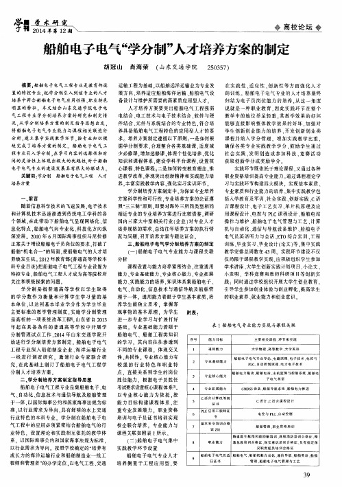 船舶电子电气“学分制”人才培养方案的制定