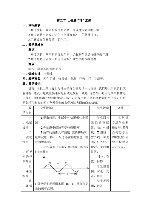 2020春下册9物沪科版 第19章 走进信息时代【教案】第二节 让信息“飞”起来