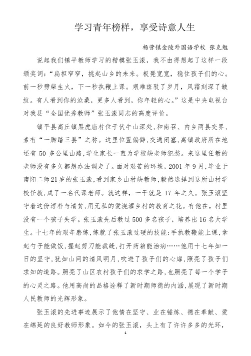 学习青年榜样,享受诗意人生