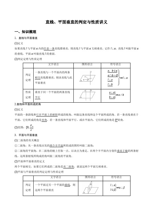 直线、平面垂直的判定与性质讲义