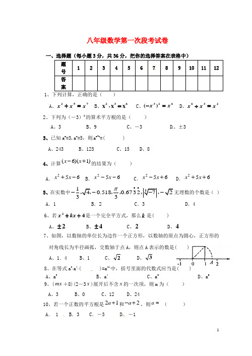 湖南省耒阳市冠湘中学八年级数学上学期第一次月考试题