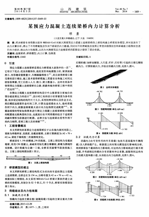 某预应力混凝土连续梁桥内力计算分析