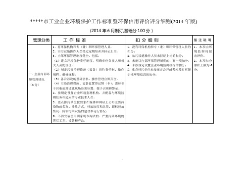 连续表格  市工业企业环境保护工作标准暨环保信用评价评分细则