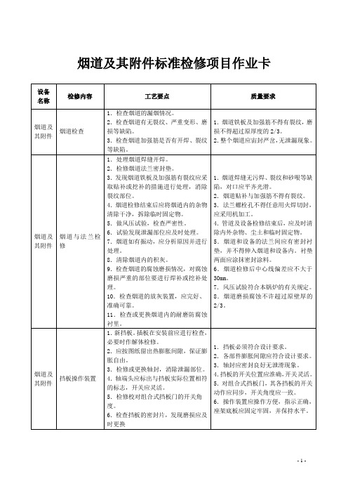 烟道及其附件——标准检修项目作业卡