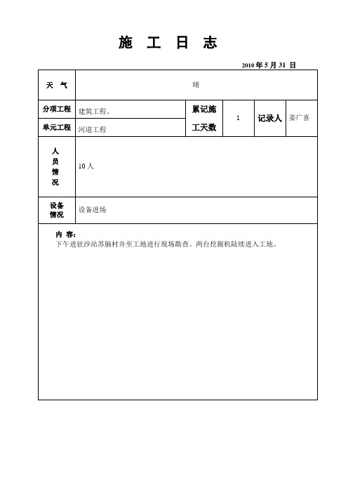 施工日志(小清河治理工程清淤部分)范文