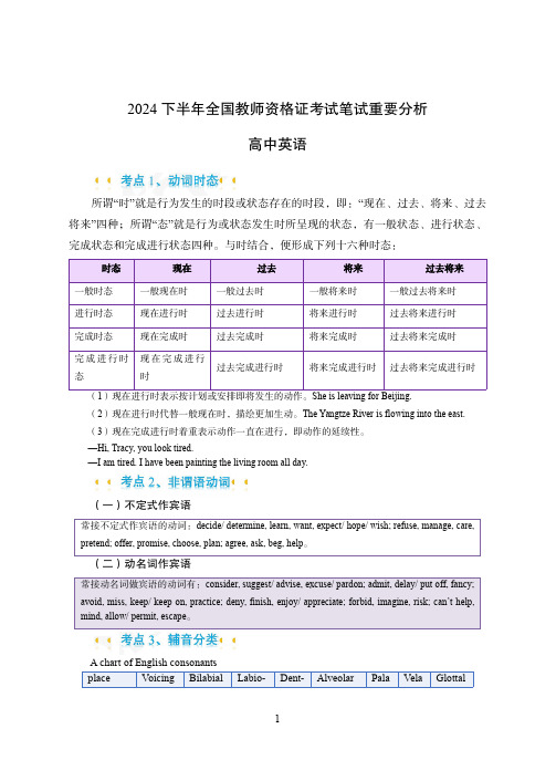 2024下半年教师资格证笔试预测知识点-高中英语