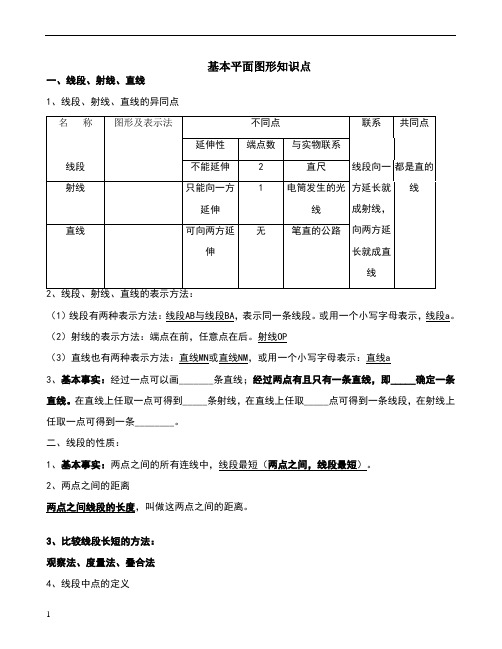 基本平面图形知识点