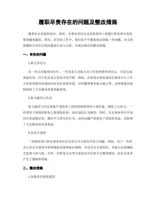 履职尽责存在的问题及整改措施