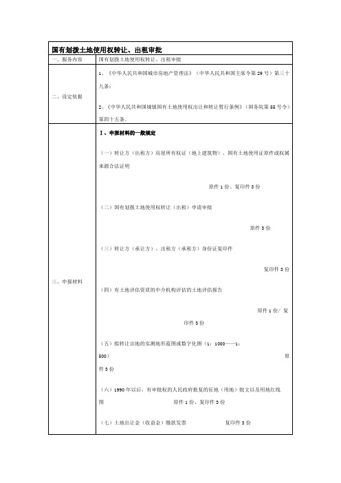 国有划拨土地使用权转让、出租审批.