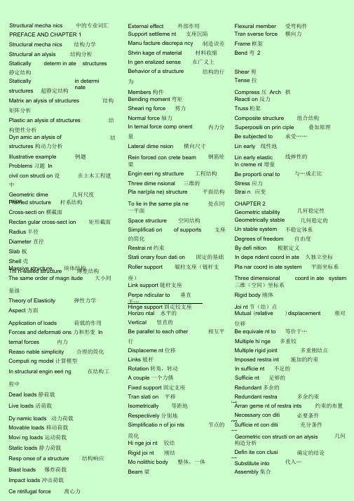 Structuralmechanics中的专业词汇