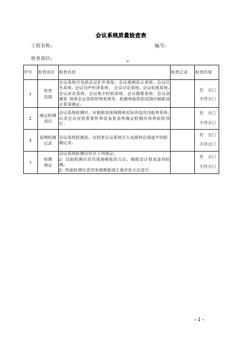 47、会议系统质量检查表