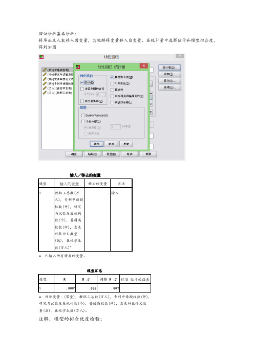 多元线性回归SPSS实验报告