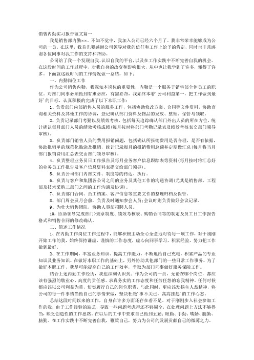 销售内勤实习报告范文参考.docx