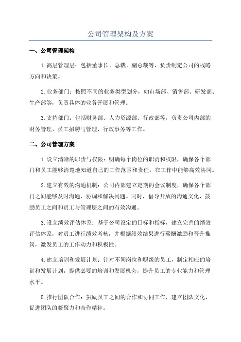 公司管理架构及方案